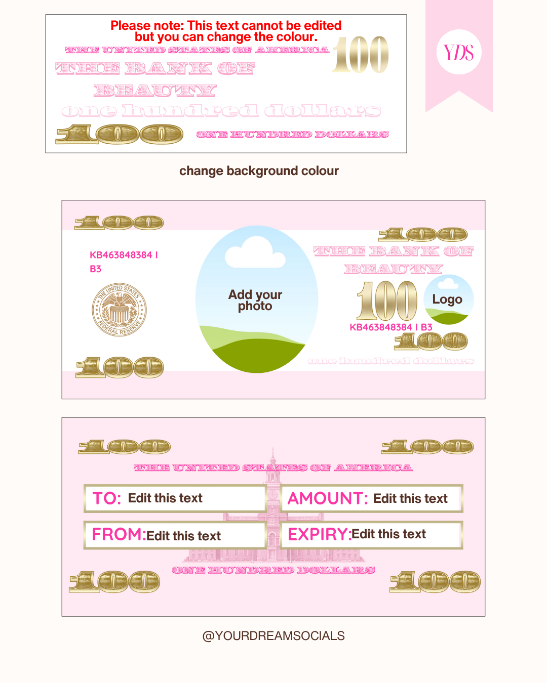 DOLLAR BILL GIFT VOUCHER TEMPLATE