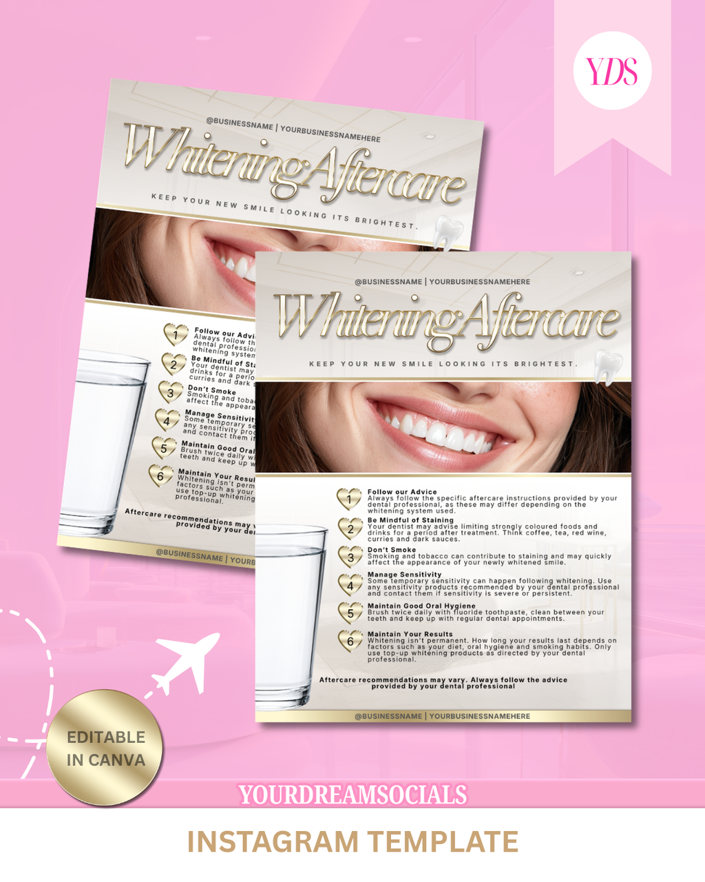 Teeth whitening aftercare template