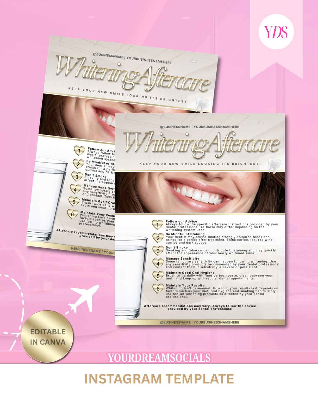 Teeth whitening aftercare template