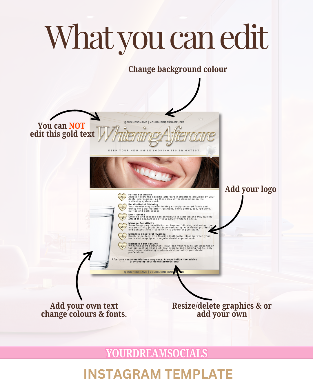Teeth whitening aftercare template