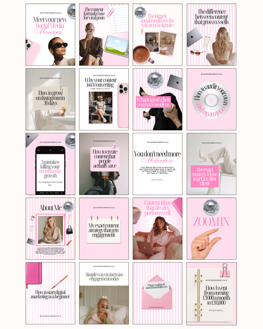 Social media manager templates