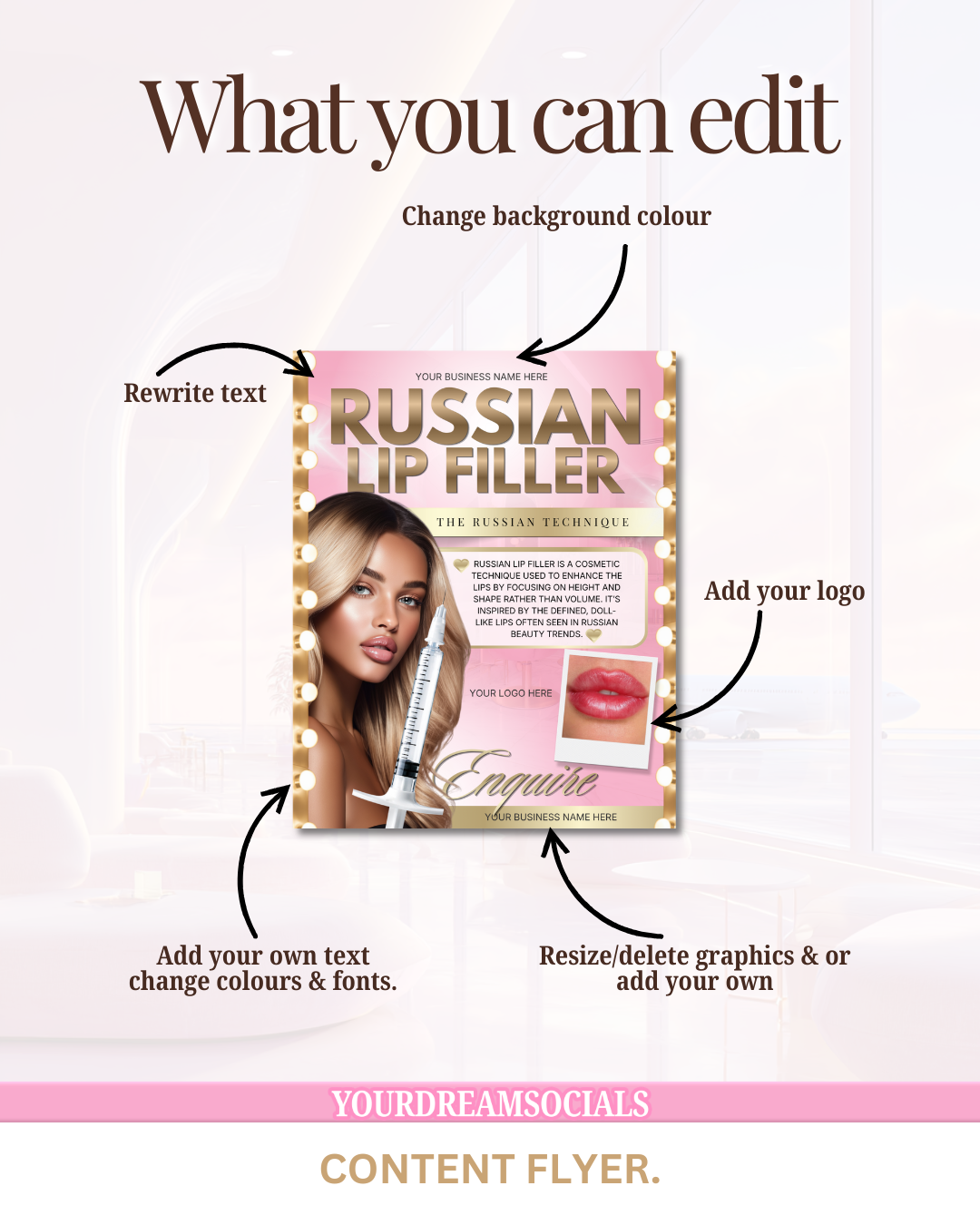 Russian lip filler template