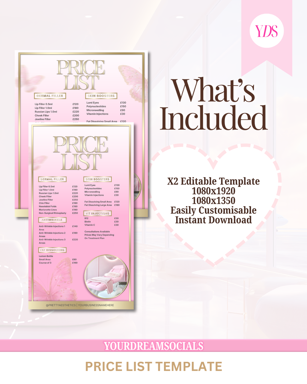 Aesthetic Price list templates