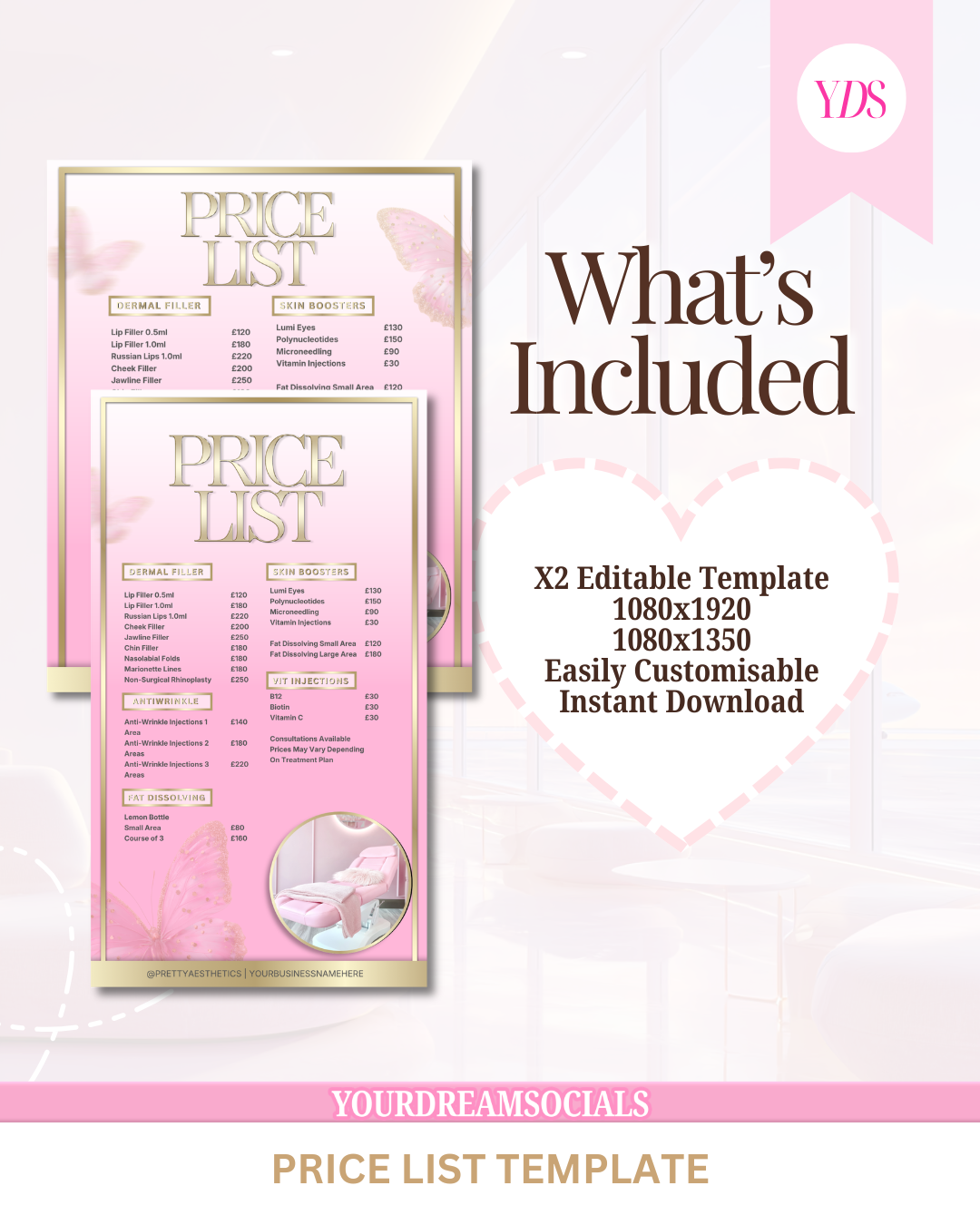 Aesthetic Price list templates