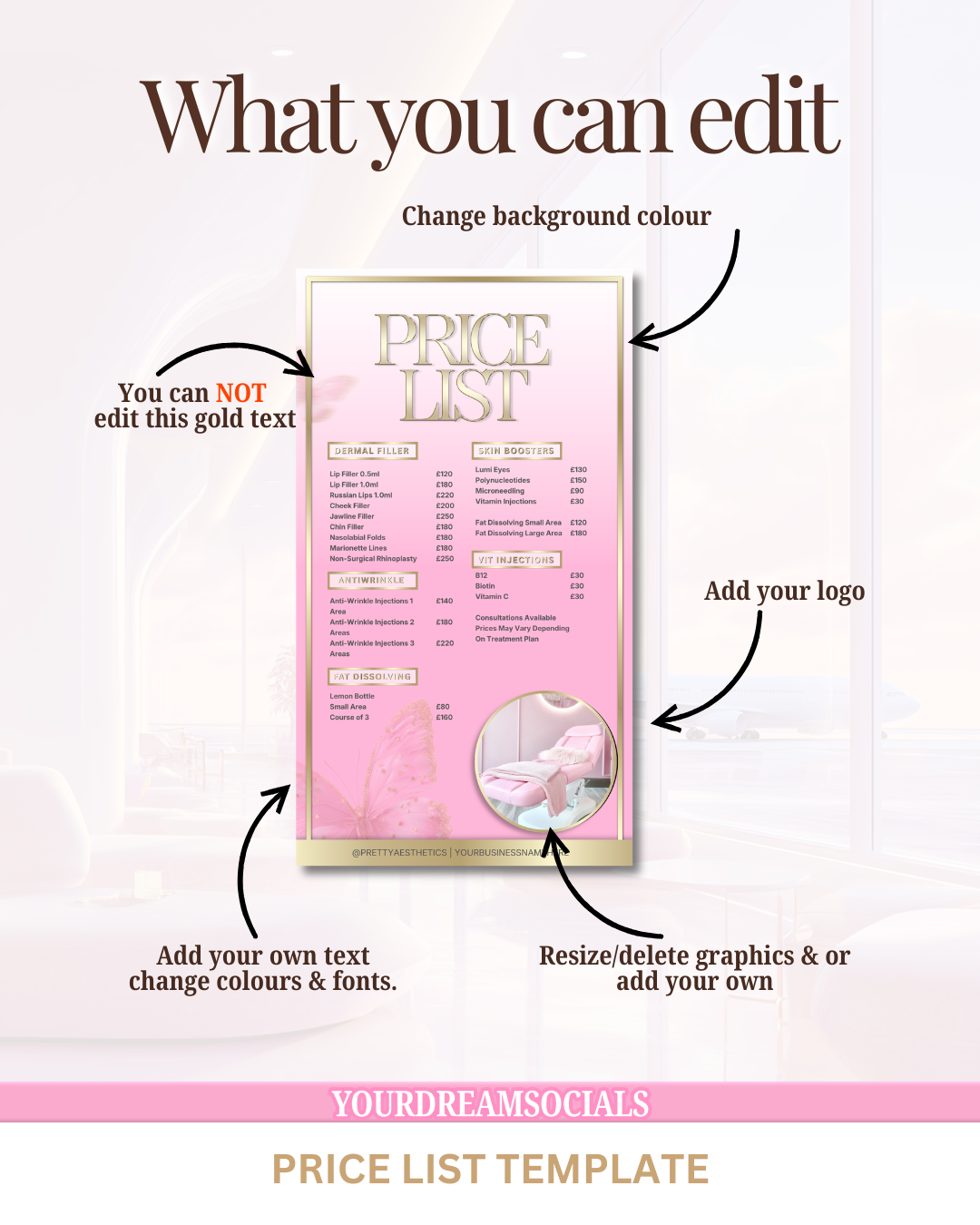 Aesthetic Price list templates