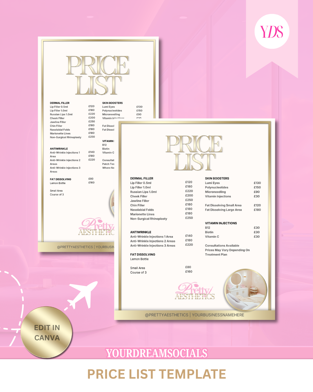 Aesthetic Price list templates