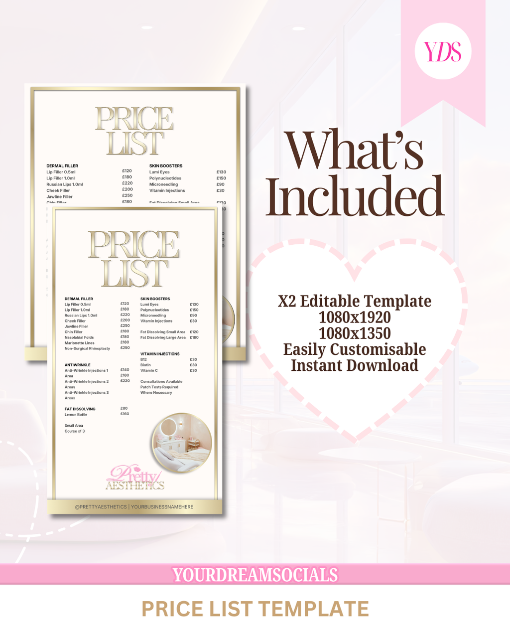 Aesthetic Price list templates