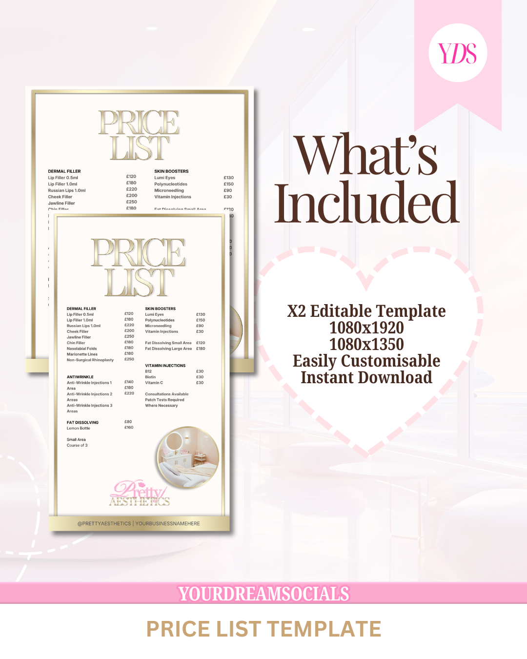 Aesthetic Price list templates