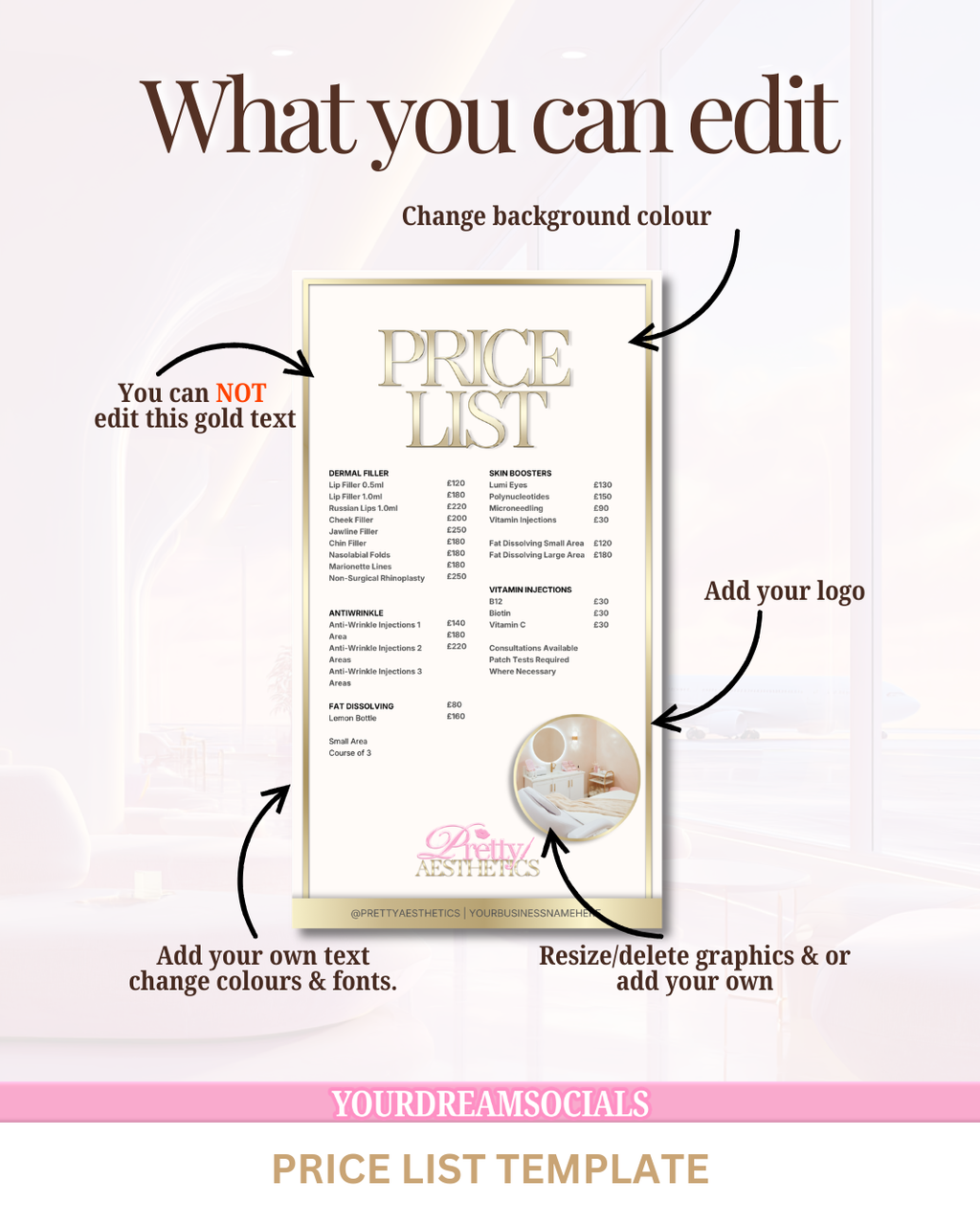Aesthetic Price list templates