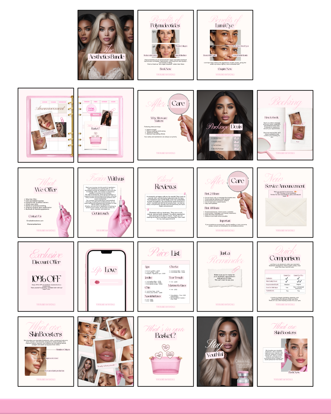 Aesthetic practitioner templates
