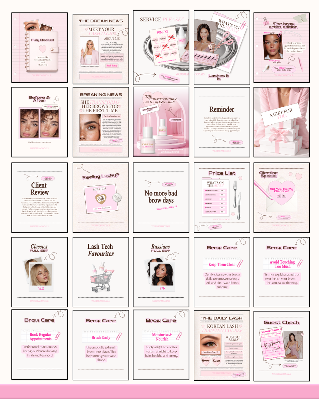 The lash/brow tech templates