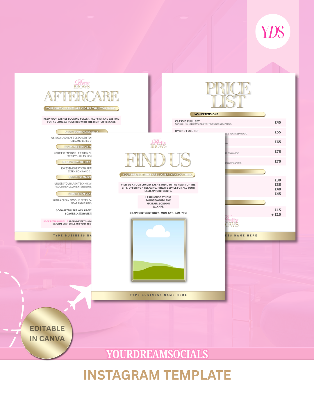 Lash tech templates