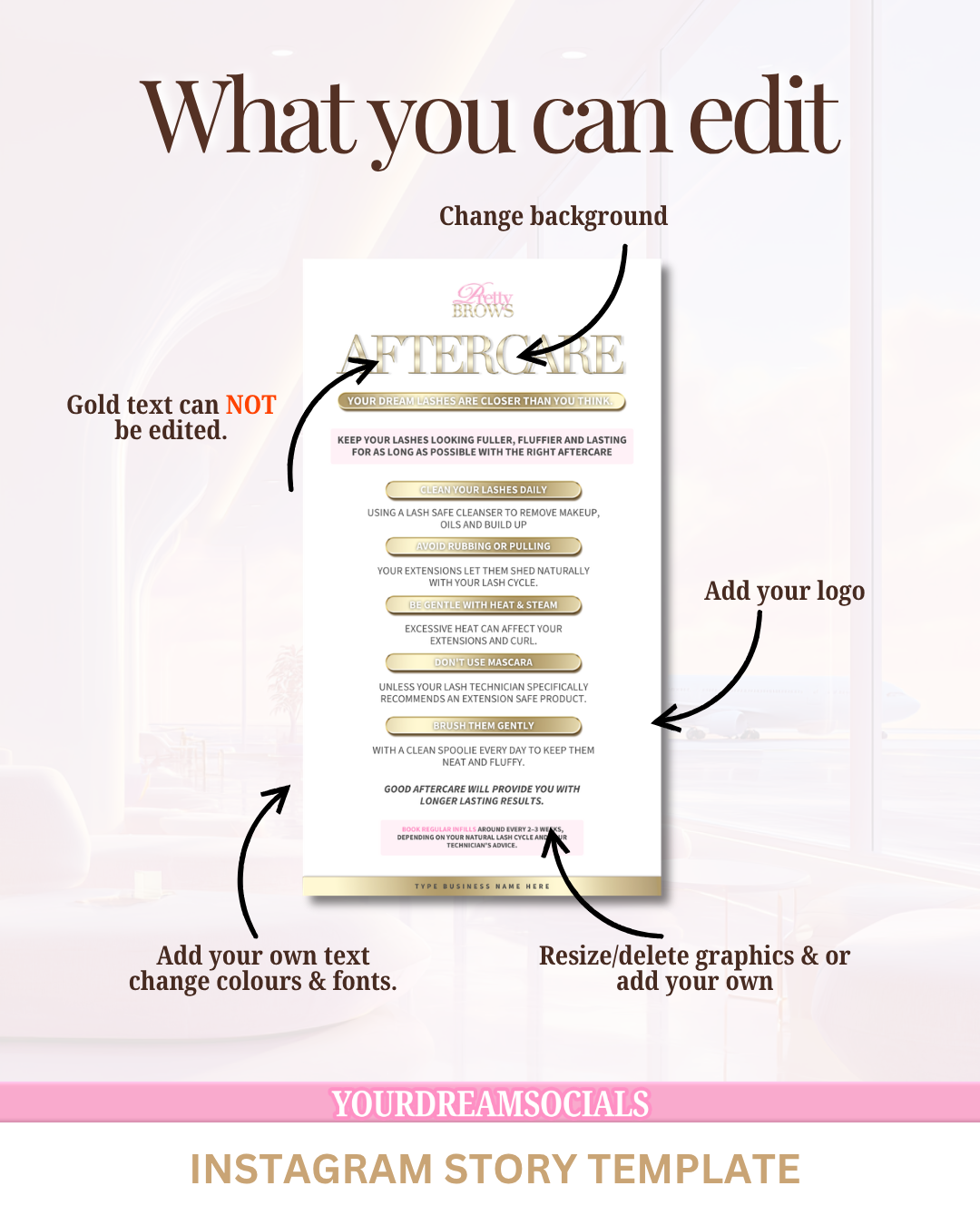 Lash tech story templates