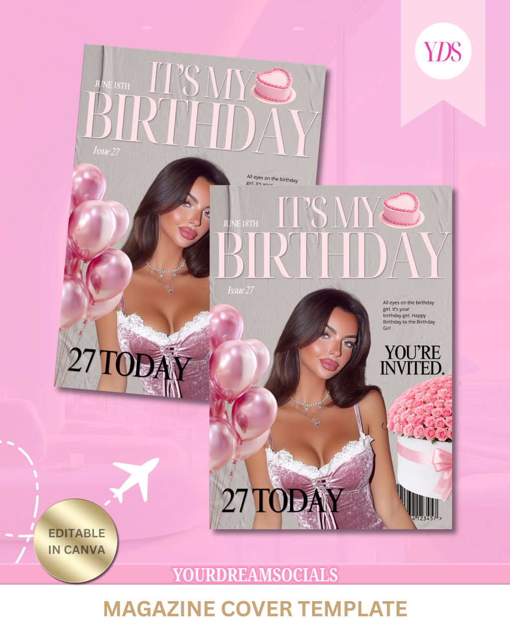 Birthday magazine cover template
