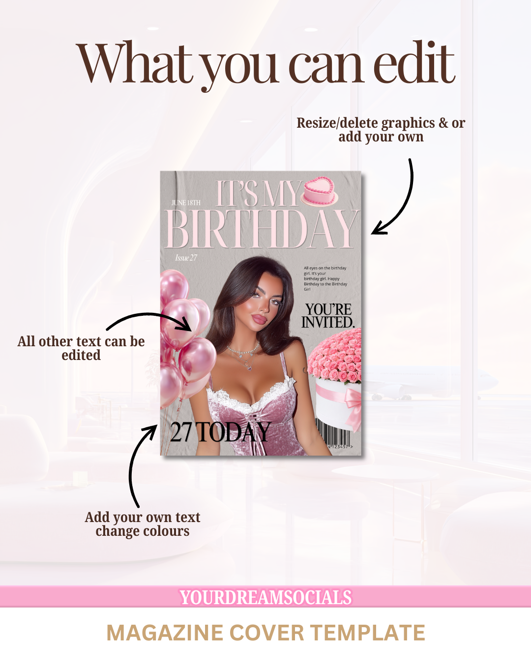 Birthday magazine cover template
