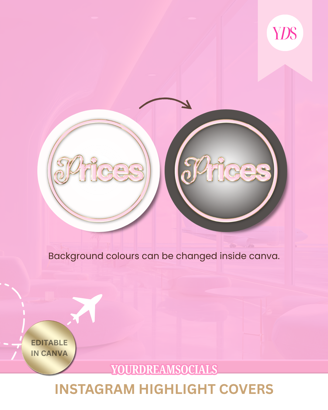 Pink & gold instagram highlight covers