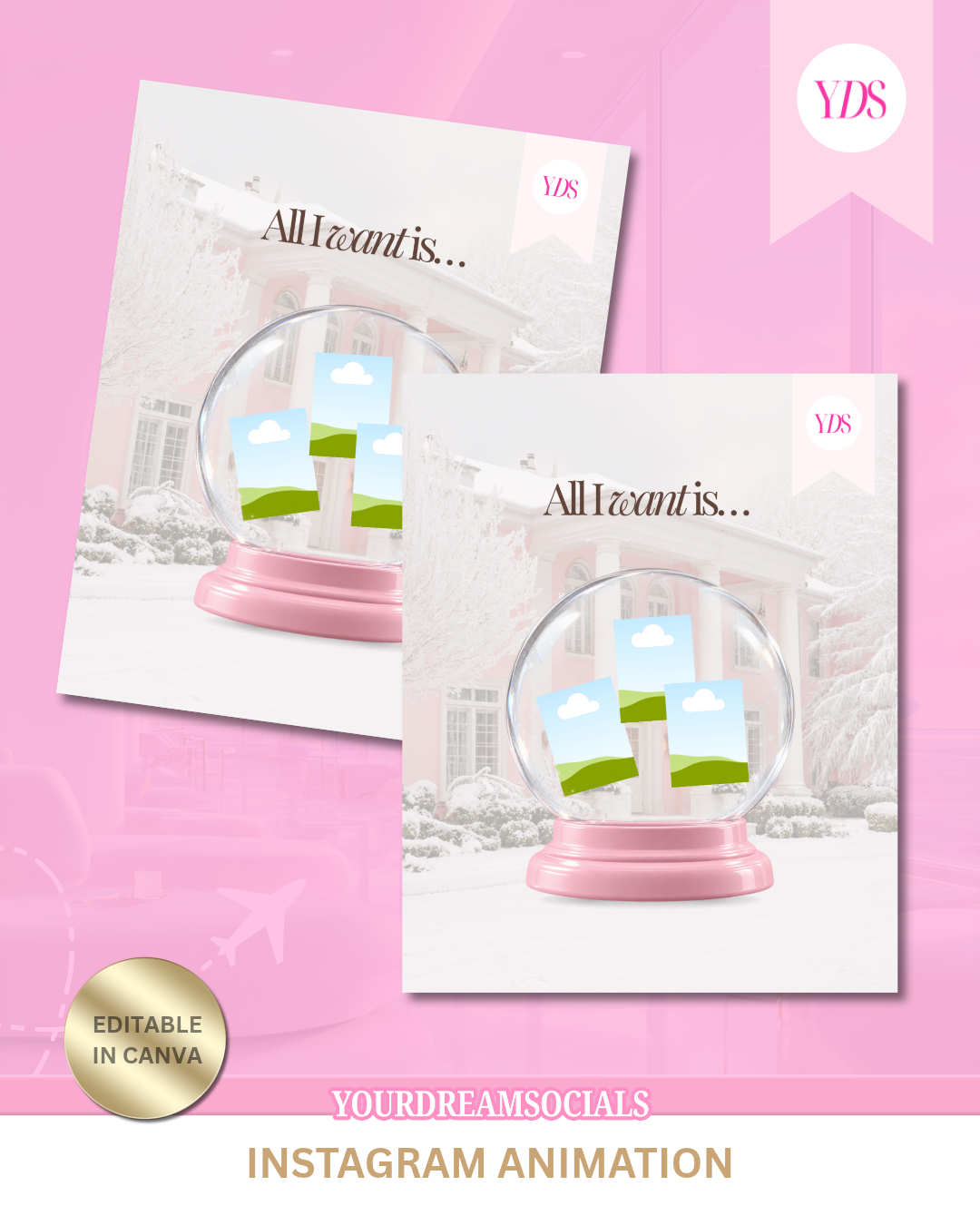 Pink snow globe animation